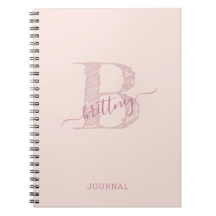 Cuaderno Moda Rústica de Monograma Rosa Personalizada