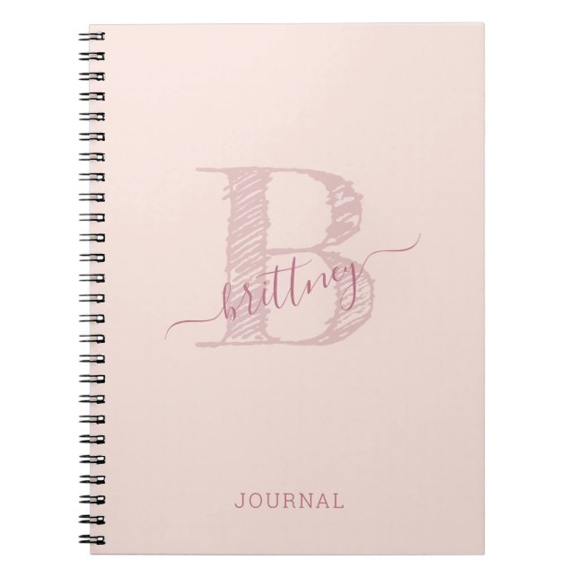 Cuaderno Moda Rústica de Monograma Rosa Personalizada (Frente)