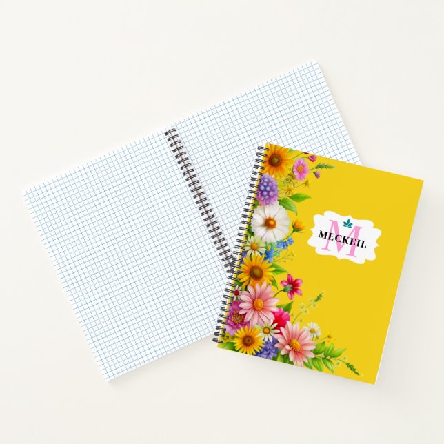 Cuaderno Moda suave Rubor Peony Pink Leafy Floral Botánica (Interior)