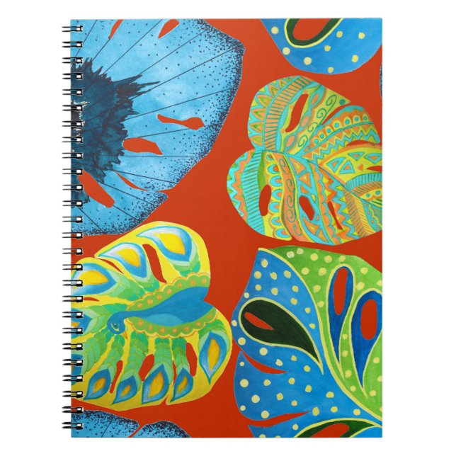 Cuaderno Moda Tropical: Patrón de Leafy sin Marea. (Frente)