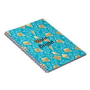 Cuaderno Moda Turquesa Aqua Diamantes de Oro Azul