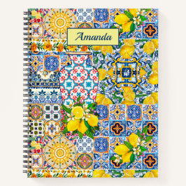 Cuaderno Moda Vase naranja mediterráneo mosaico monograma