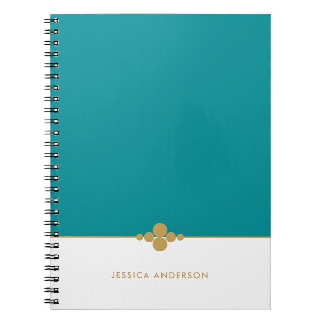 Cuaderno Moda Verde azulada Oro Blanco Personalizado (Frente)