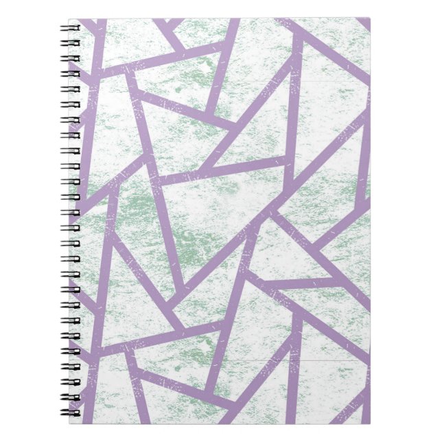 Cuaderno Modalidades de mosaico verde claro y lavanda (Frente)