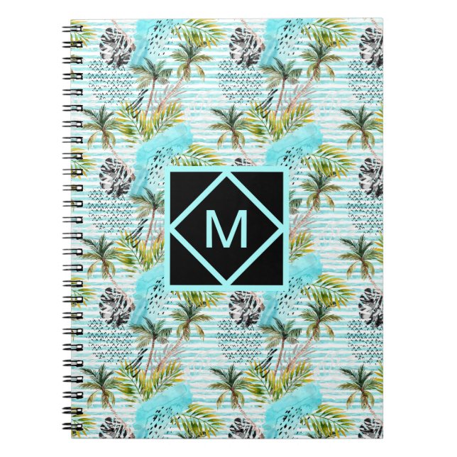 Cuaderno Modelo abstracto de la palmera de la acuarela (Frente)