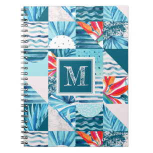 Cuaderno Modelo abstracto geométrico verde azulado tropica