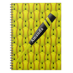 Cuaderno Modelo amarillo personalizado del softball
