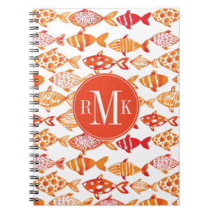 Cuaderno Modelo anaranjado brillante de los pescados de la