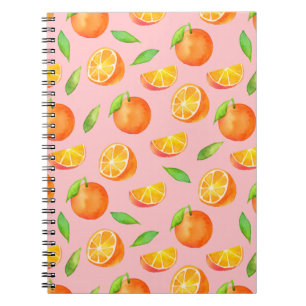 Cuaderno Modelo anaranjado de la fruta de la acuarela de la