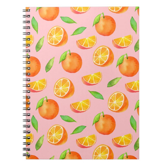 Cuaderno Modelo anaranjado de la fruta de la acuarela de la (Frente)