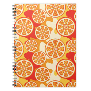 Cuaderno Modelo anaranjado retro de la fruta cítrica