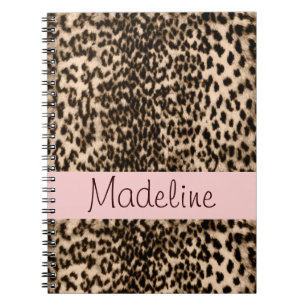 Cuaderno Modelo animal, marrón, rosa, monograma