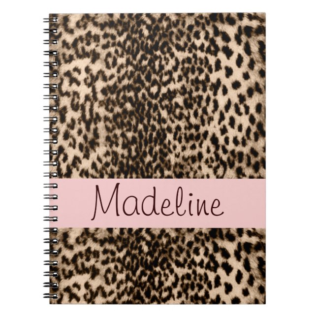 Cuaderno Modelo animal, marrón, rosa, monograma (Frente)