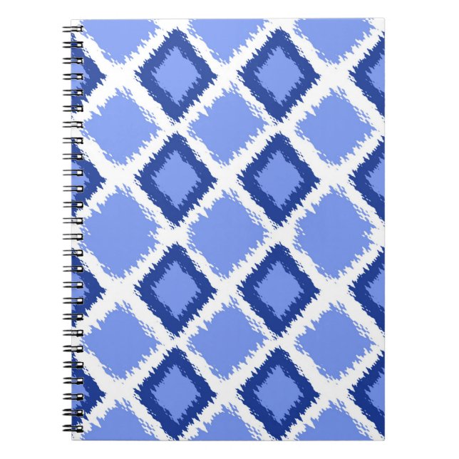 Cuaderno Modelo azul de Ikat del diamante (Frente)
