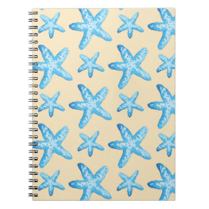 Cuaderno Modelo azul de las estrellas de mar de la acuarela