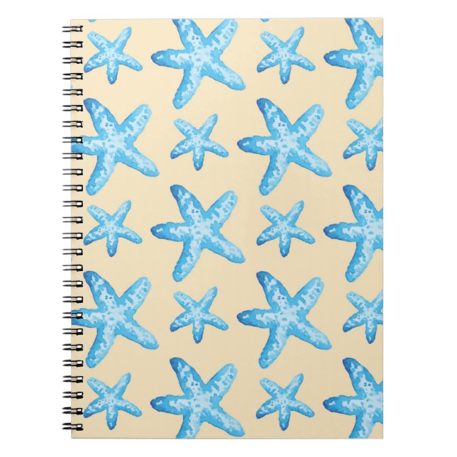 Cuaderno Modelo azul de las estrellas de mar de la acuarela (Frente)