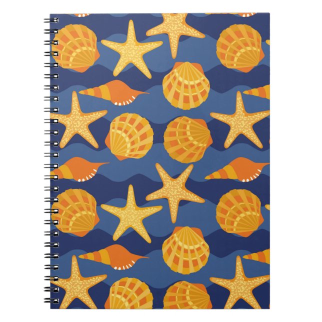 Cuaderno Modelo azul y anaranjado del Seashell (Frente)