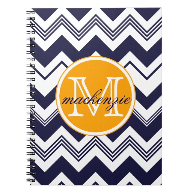 Cuaderno Modelo blanco de Chevron de los azules marinos (Frente)
