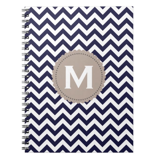 Cuaderno Modelo blanco de Chevron del monograma de los (Frente)