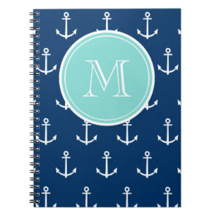 Cuaderno Modelo blanco de las anclas de los azules marinos,