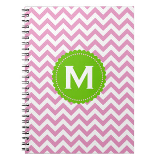 Cuaderno Modelo blanco rosado de Chevron del monograma