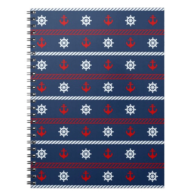 Cuaderno Modelo blanco y azul rojo del océano (Frente)