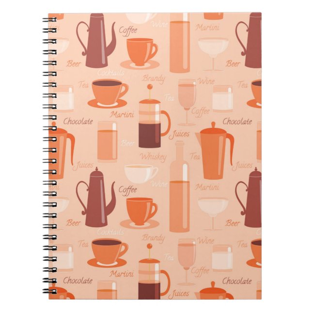 Cuaderno Modelo con las bebidas y el texto (Frente)