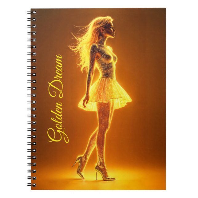 Cuaderno Modelo de fantasía radiante luminoso dorado respla (Frente)