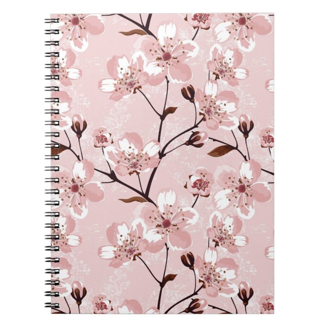 Cuaderno Modelo de flores de la flor de cerezo (Frente)
