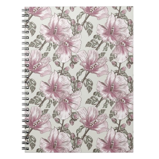 Cuaderno Modelo de flores rosado silenciado del hibisco (Frente)