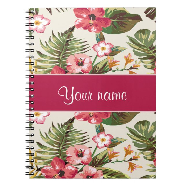 Cuaderno Modelo de flores tropical del hibisco (Frente)