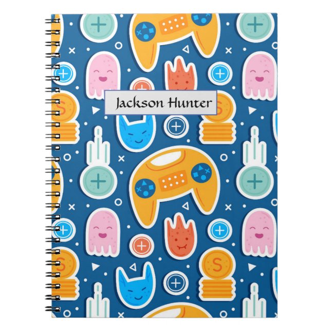 Cuaderno Modelo de juego de video azul para niños (Frente)