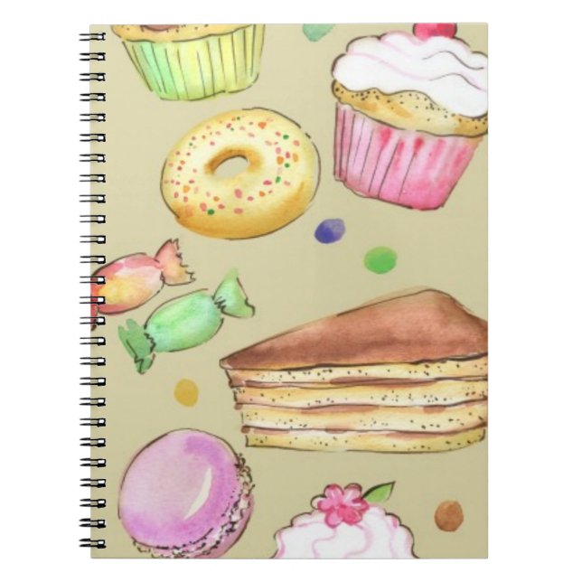 Cuaderno Modelo de la acuarela con los dulces (Frente)