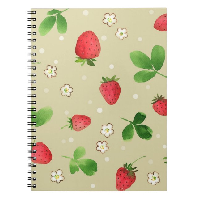 Cuaderno Modelo de las fresas de la acuarela (Frente)