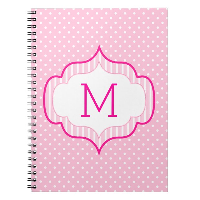 Cuaderno Modelo de lunar de encargo rosado femenino del (Frente)
