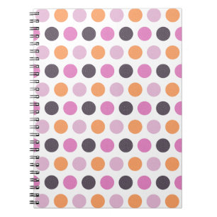Cuaderno Modelo de lunar rosado púrpura anaranjado retro