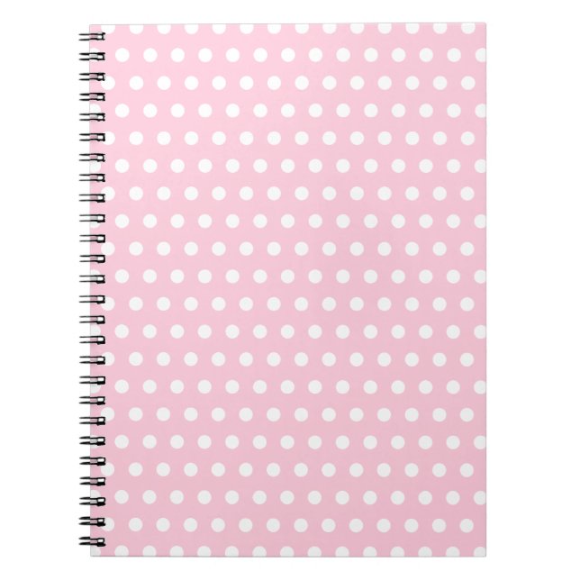 Cuaderno Modelo de lunares rosado y blanco (Frente)