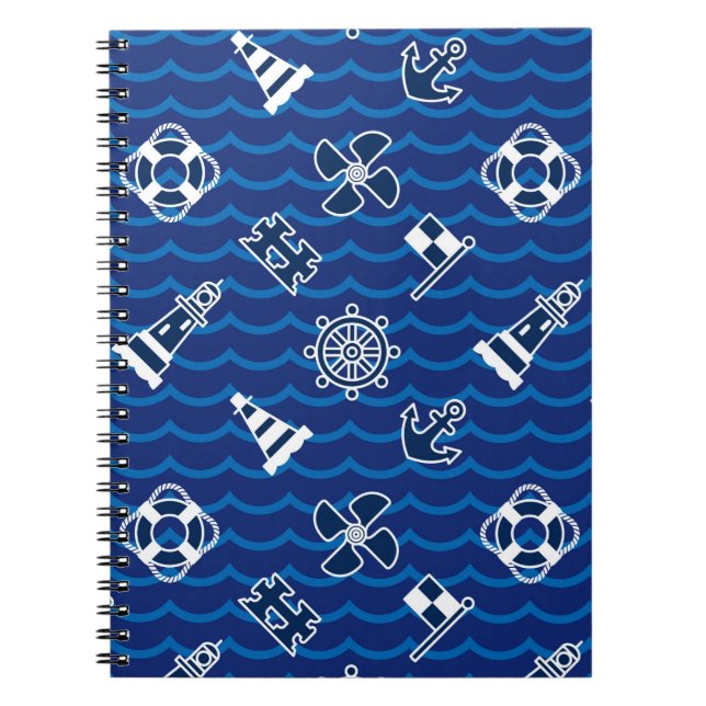 Cuaderno Modelo de ondas náutico lindo (Frente)