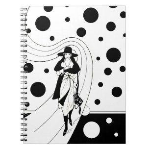 Cuaderno Modelo de pasarela retro, moda vintage art déco