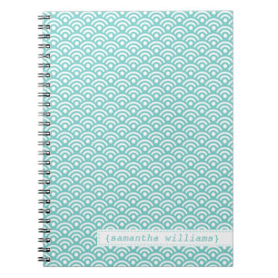 Cuaderno Modelo de Seigaiha del japonés de la aguamarina