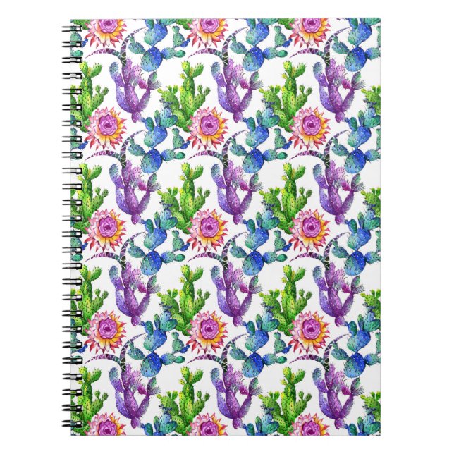 Cuaderno Modelo del cactus del Wildflower de la acuarela (Frente)