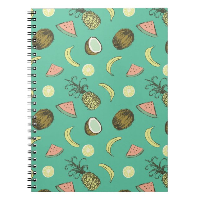 Cuaderno Modelo del Doodle de la fruta tropical (Frente)