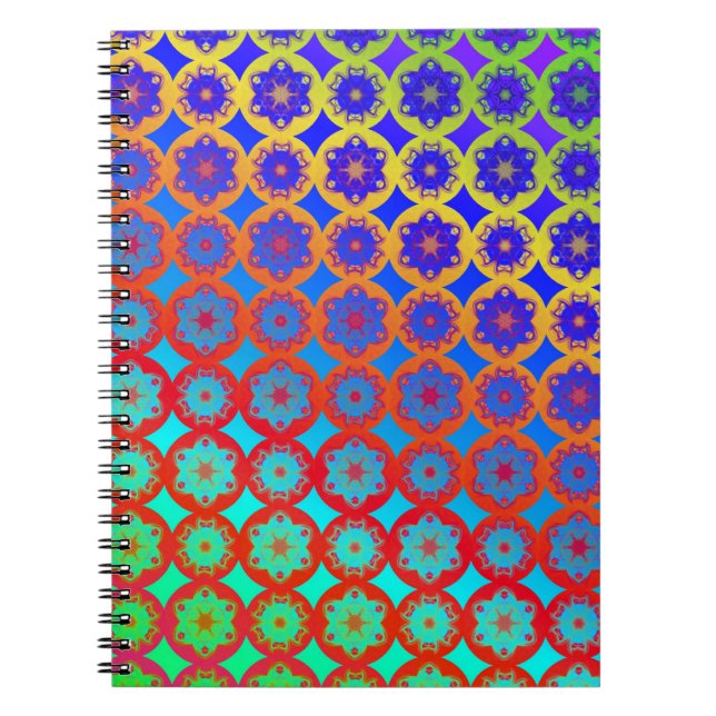 Cuaderno Modelo del fractal de la mandala del arco iris (Frente)