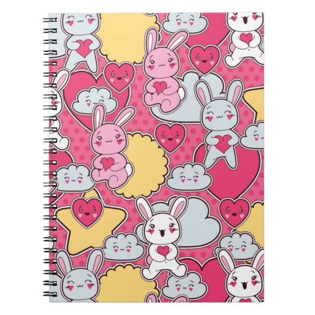 Cuaderno Modelo del niño de Kawaii con Doodles lindos (Frente)