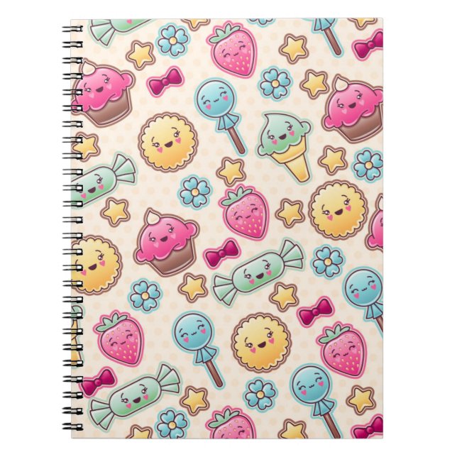 Cuaderno Modelo del niño de Kawaii con doodles lindos (Frente)