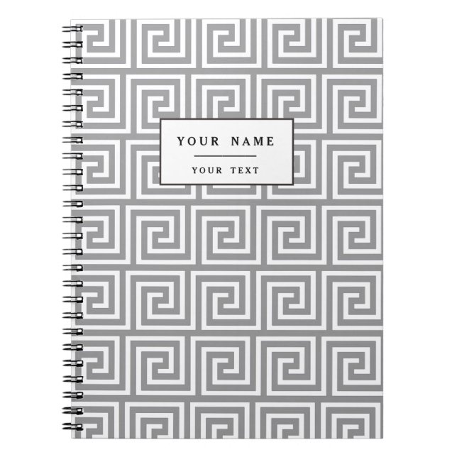 Cuaderno Modelo dominante griego gris y blanco clásico (Frente)