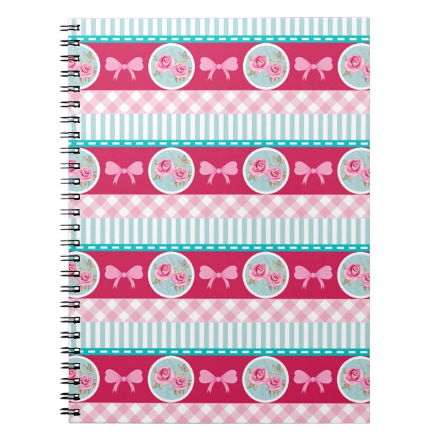 Cuaderno Modelo femenino rosa claro y azul lindo (Frente)