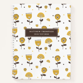 Cuaderno Modelo floral amarillo moderno de mediados del sig