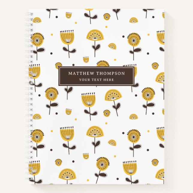 Cuaderno Modelo floral amarillo moderno de mediados del sig (Anverso)