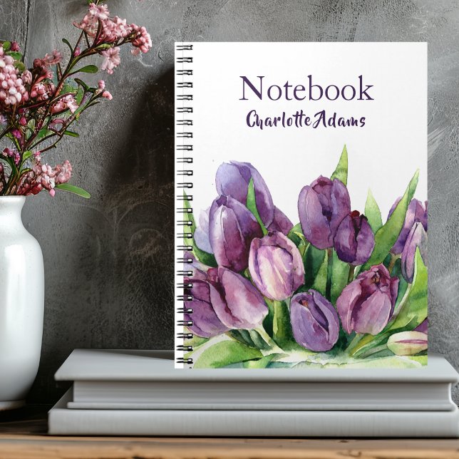 Cuaderno Modelo floral de la acuarela de los tulipanes (Subido por el creador)